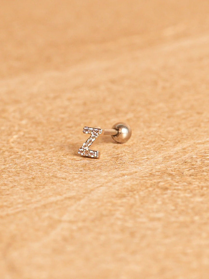 Letter Mini Earring - Silver Plated