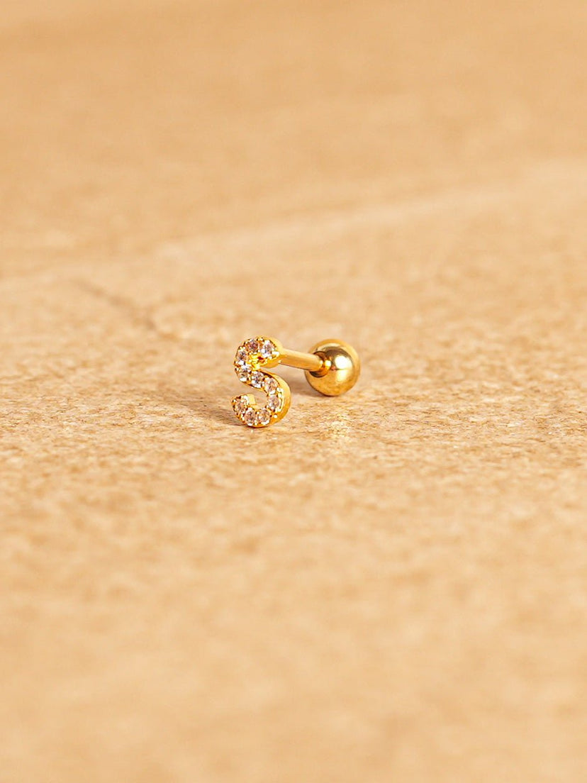 Letter Mini Earrings - Gold Plated