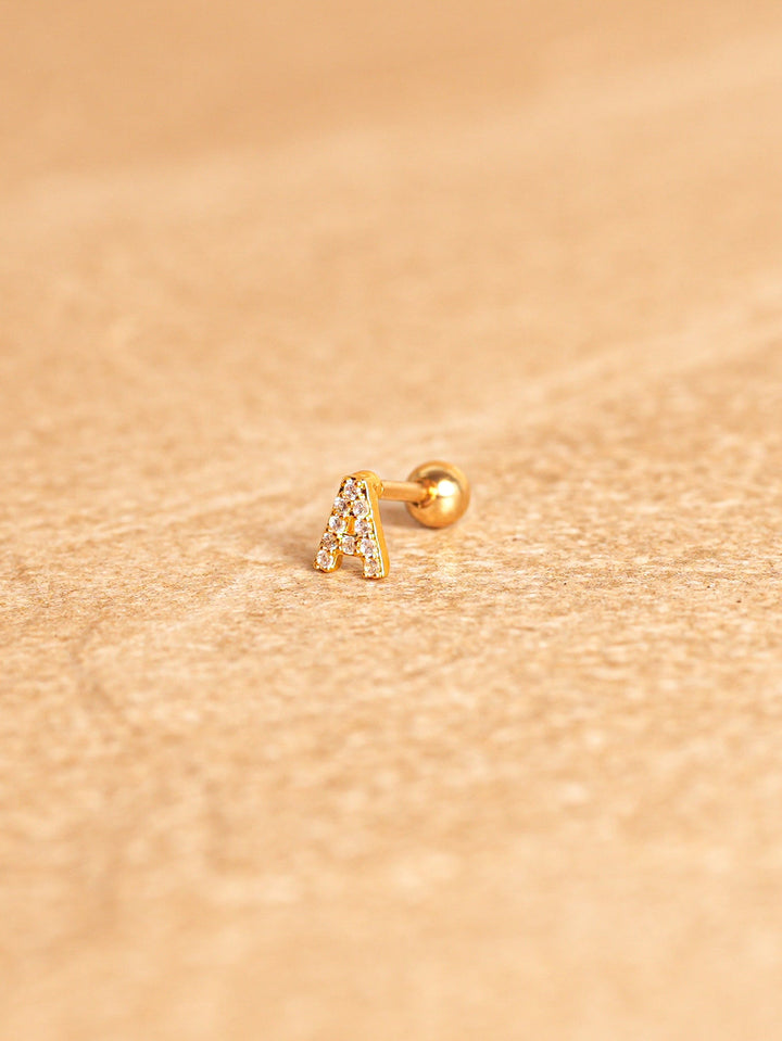 Letter Mini Earrings - Gold Plated