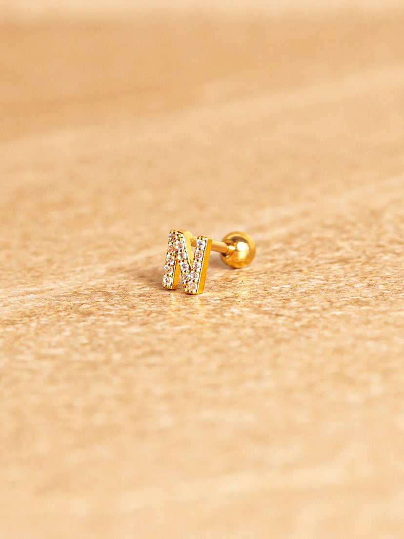 Letter Mini Earrings - Gold Plated