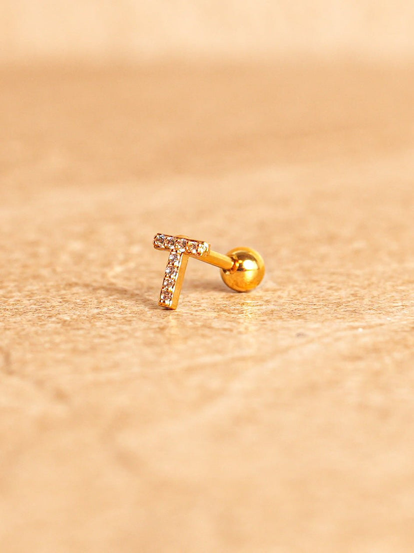 Letter Mini Earrings - Gold Plated