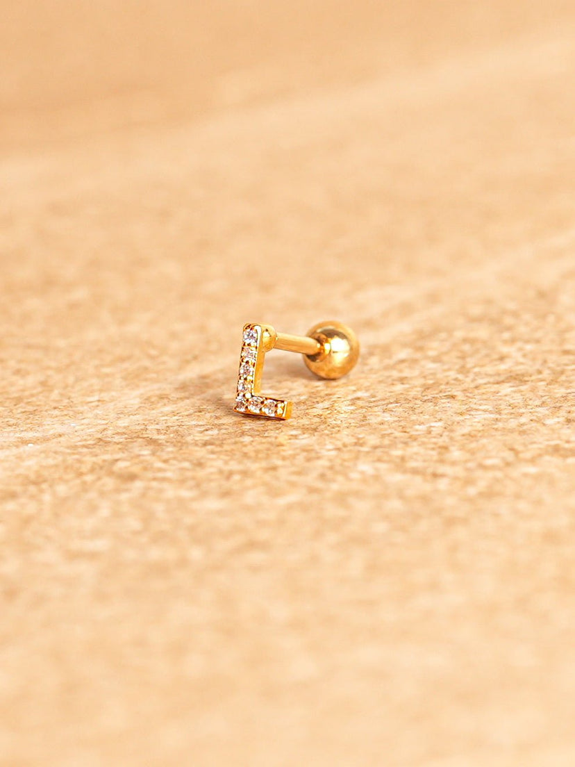 Letter Mini Earrings - Gold Plated