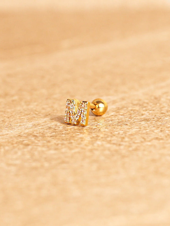 Letter Mini Earrings - Gold Plated