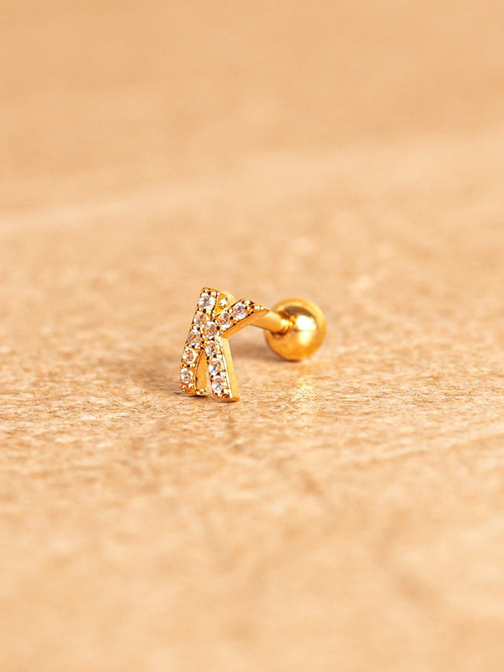 Letter Mini Earrings - Gold Plated