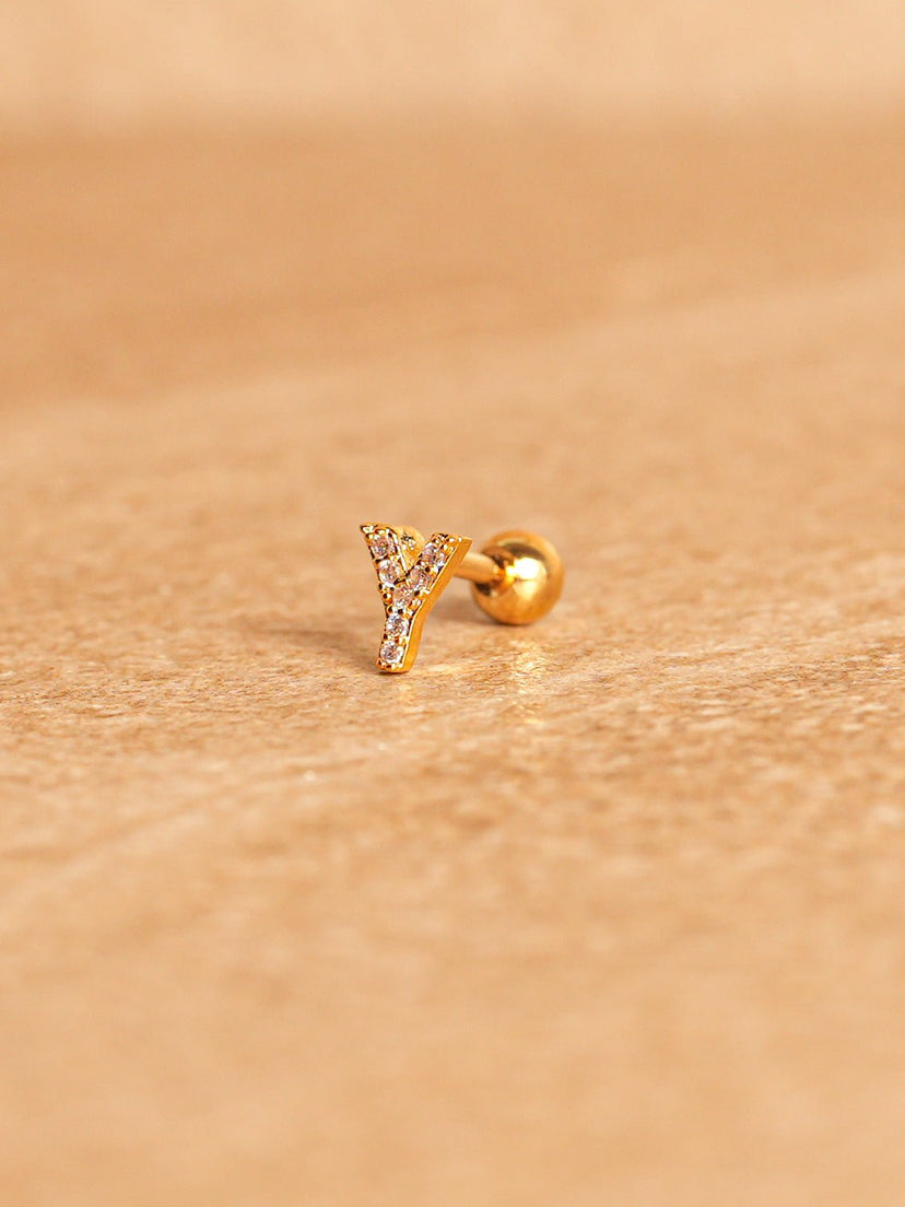 Letter Mini Earrings - Gold Plated