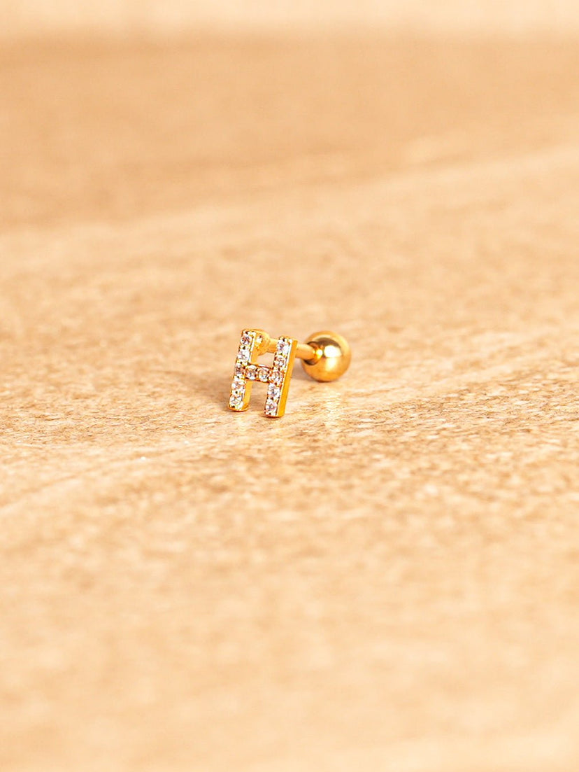 Letter Mini Earrings - Gold Plated