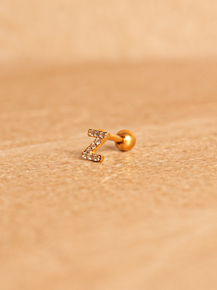 Letter Mini Earrings - Gold Plated