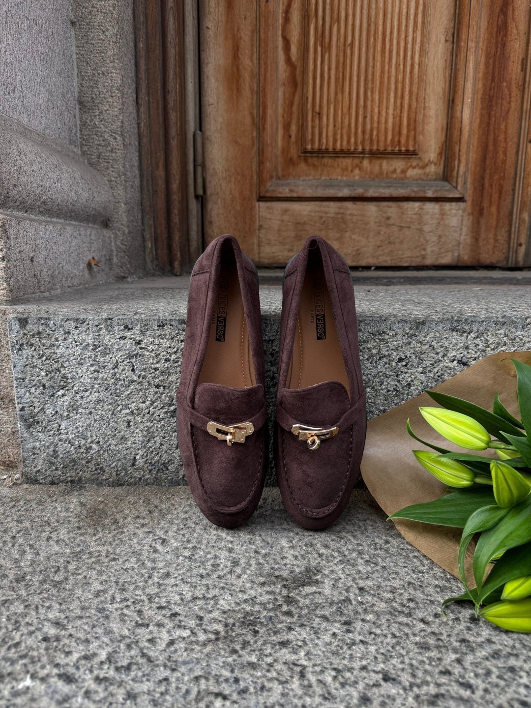 Lianna Buckle Loafers - Chocolate Brown