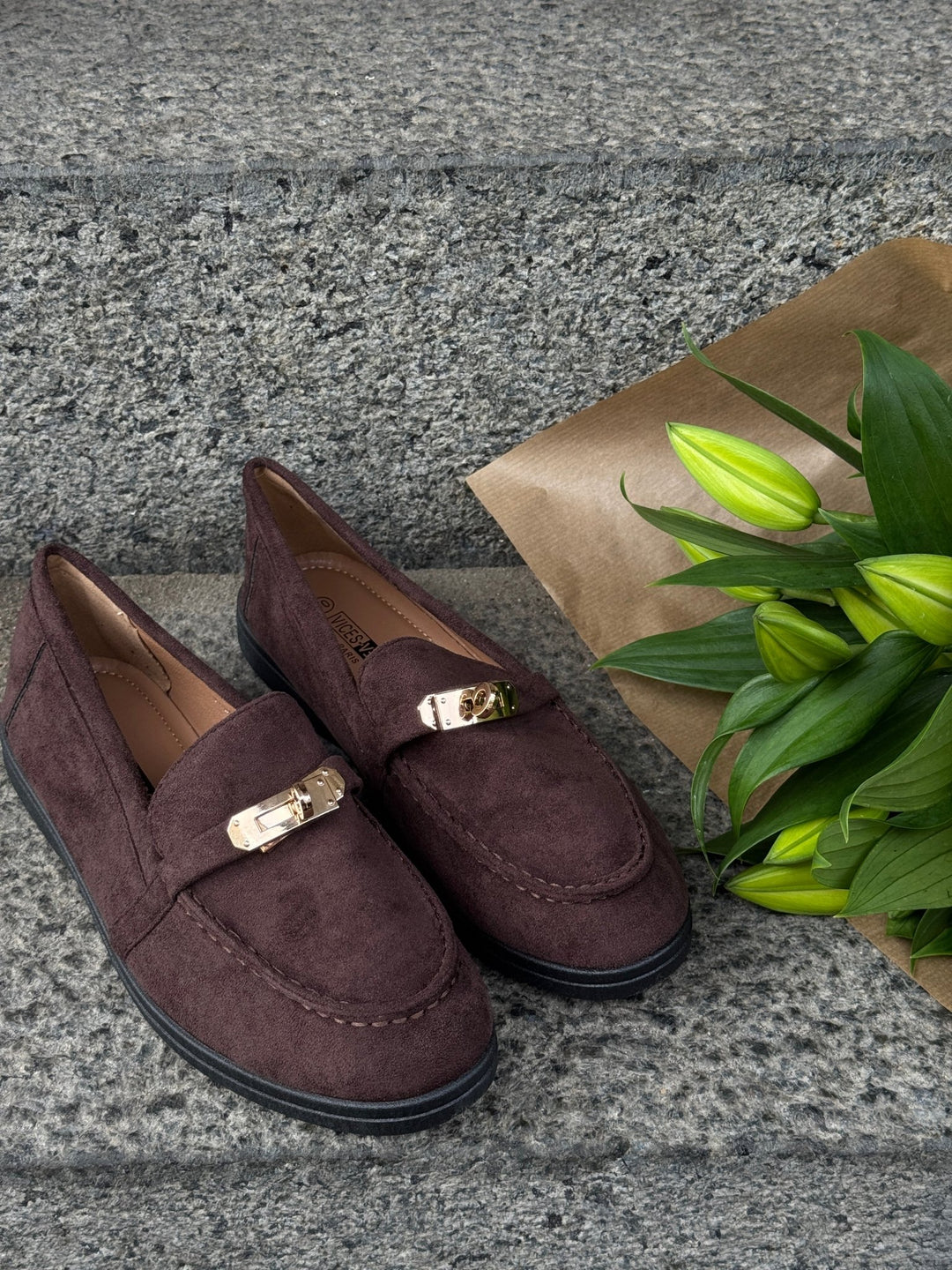 Lianna Buckle Loafers - Chocolate Brown