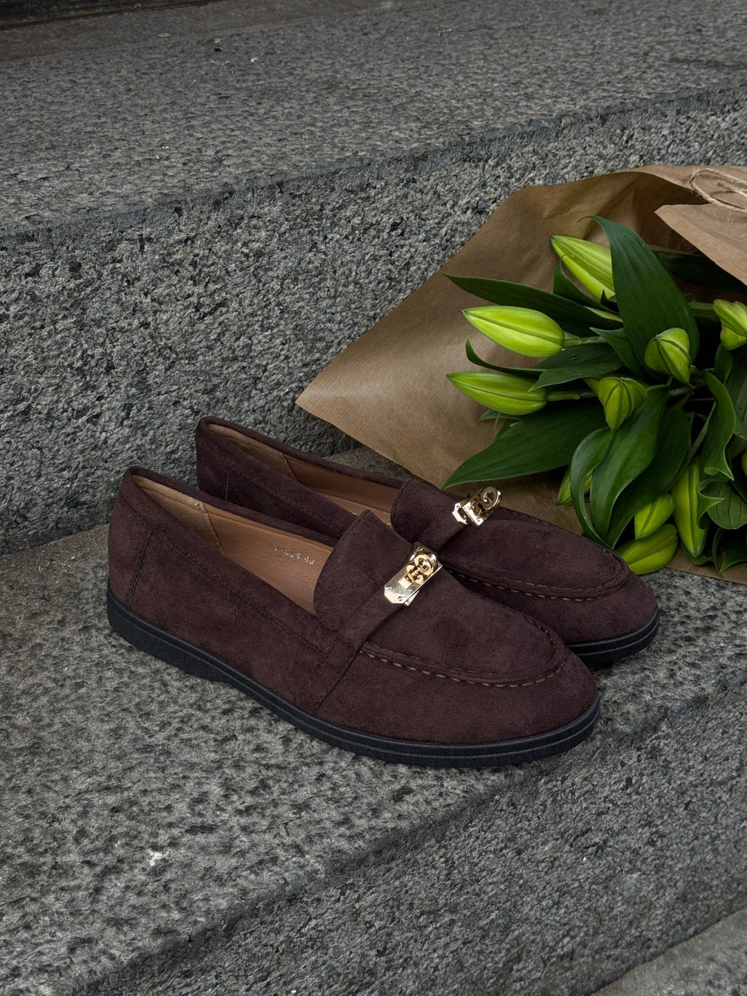 Lianna Buckle Loafers - Chocolate Brown