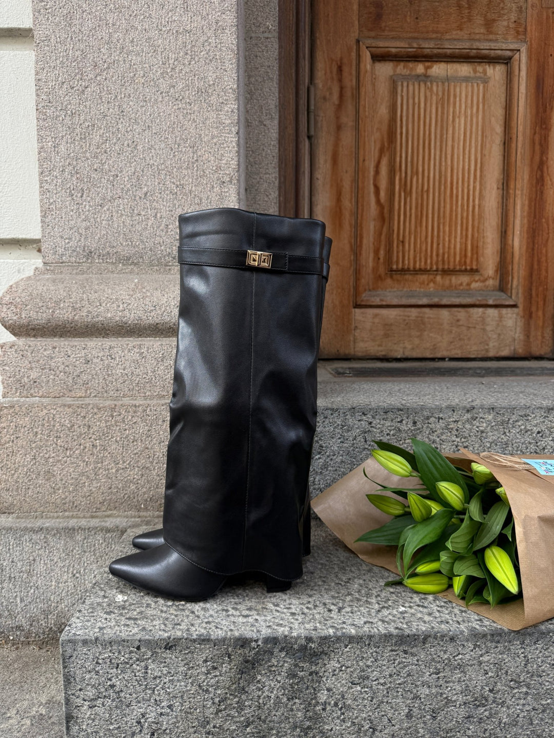 Lillian Faux Leather Boots - Black