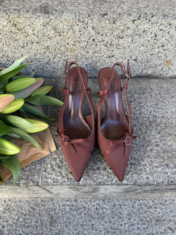 Lucia Bow Slingback - Dark Brown