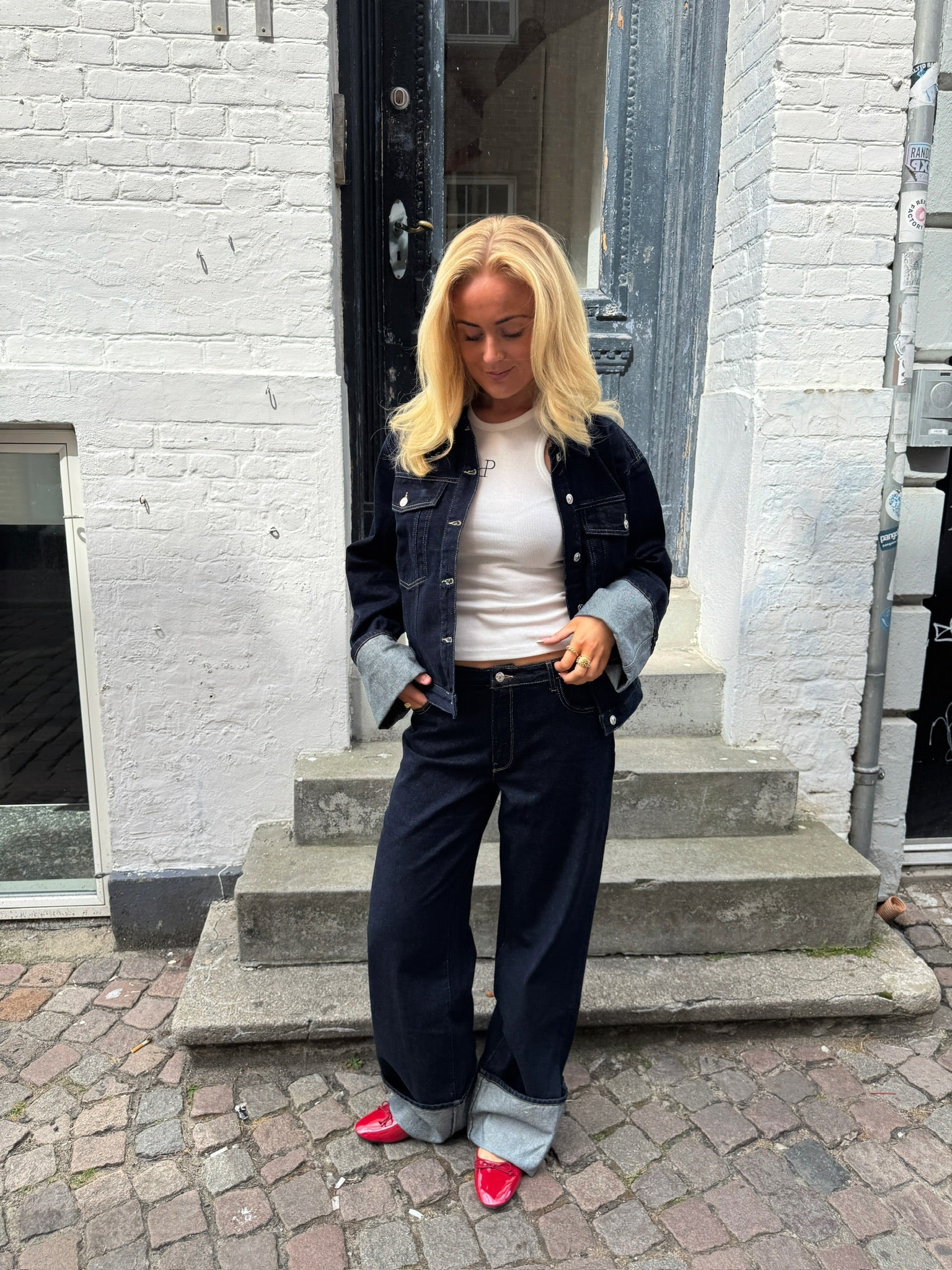 Luna Denim Fold Up Jeans - Dark Blue