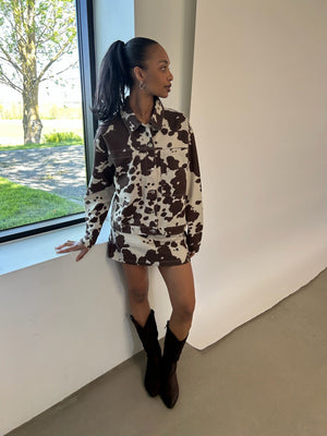 Luna Denim Mini Skirt - Cow