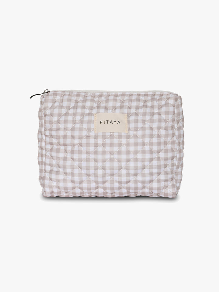 Medium Makeup Bag - Beige Checker