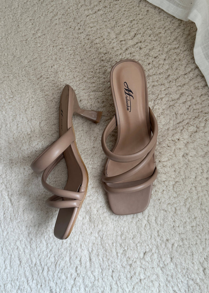 Mila Puff Heeled Sandals - Taupe