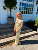 Ella Satin V-neck Dress - Butter Yellow