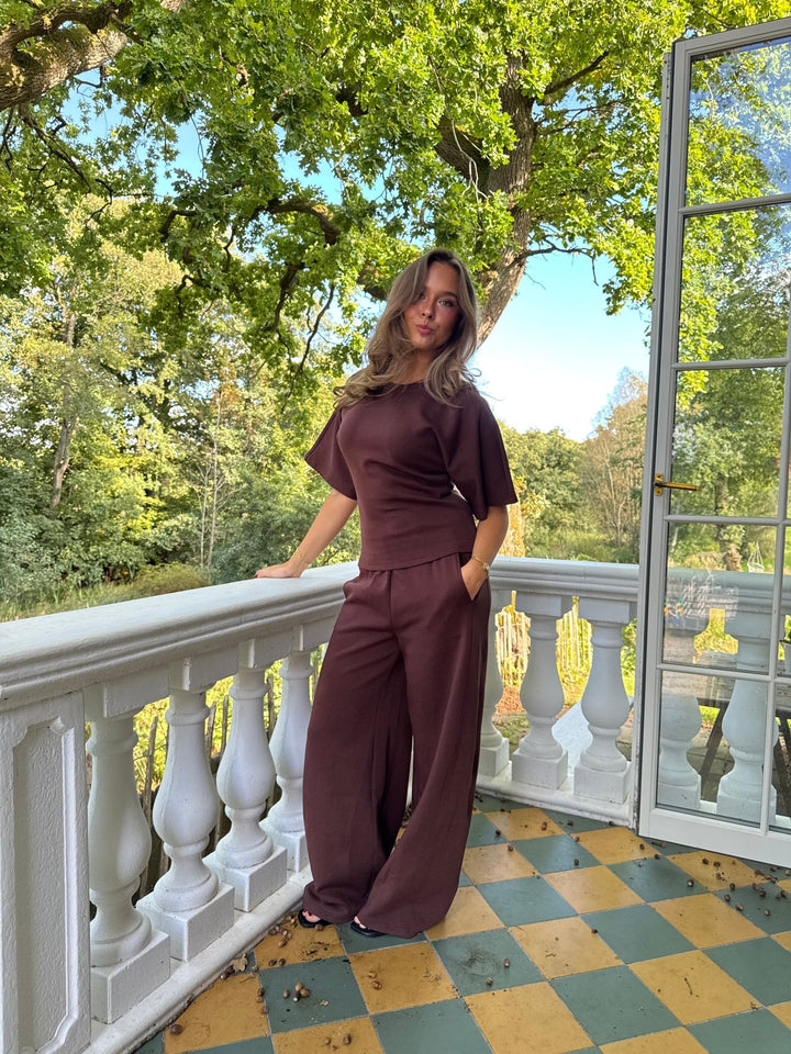 Riley Waisted Top - Dark Brown