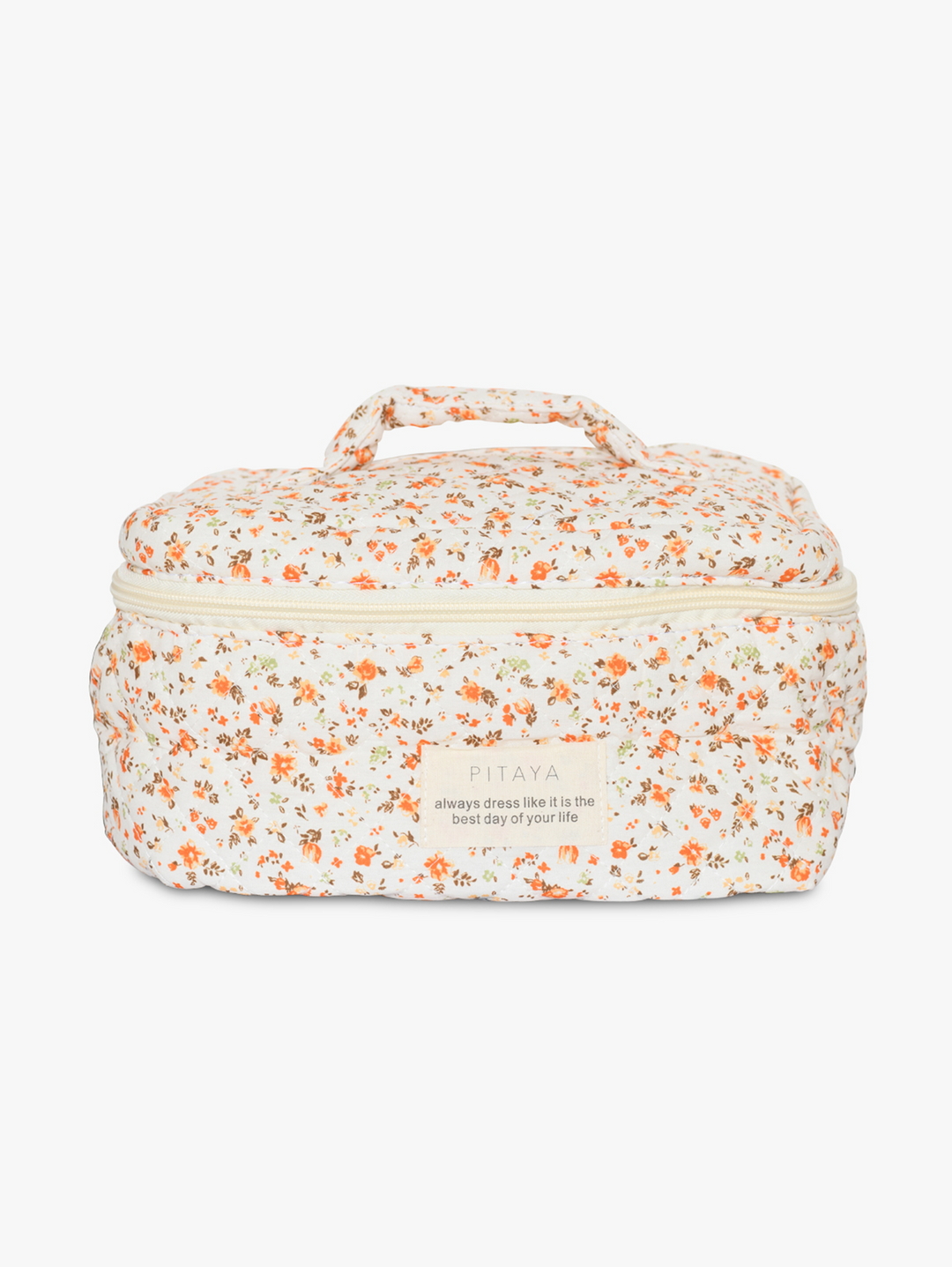 Large Makeup Bag - Orange Flower