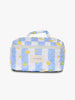 Large Makeup Bag - Blue Stripes Lemon