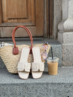 Susan Crossed Strap Sandal - Beige