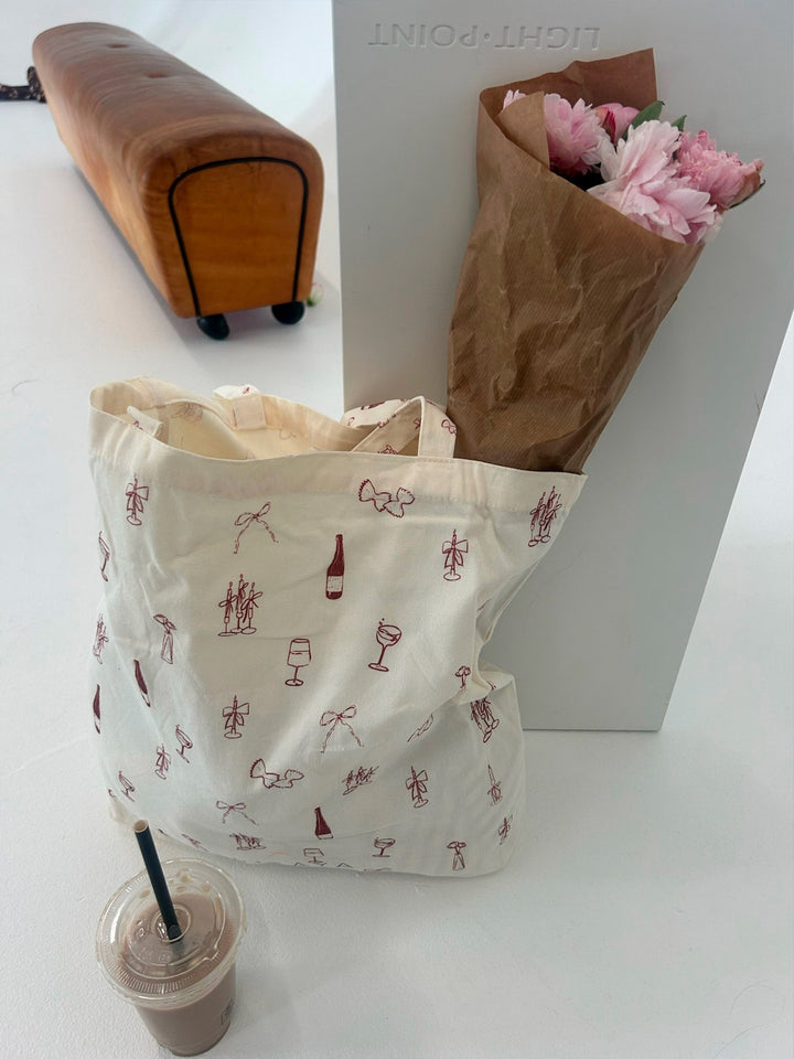 Tote Bag - Burgundy Dinner Setting