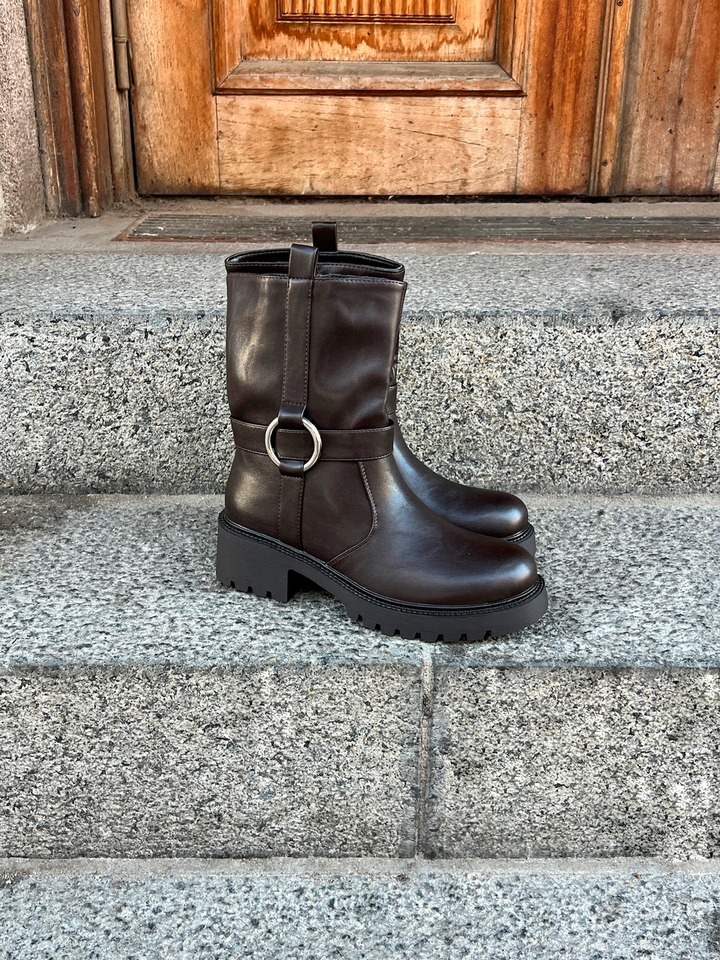 Alma Biker Boots - Dark Brown
