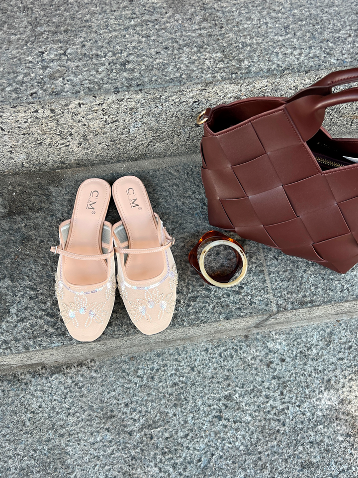 Bethany Flat Mules - Beige